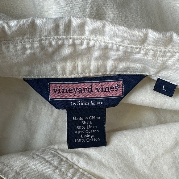 *VINEYARD VINES* Cream Long Sleeve Button-Down Dress Size Large - Picture 9 of 9